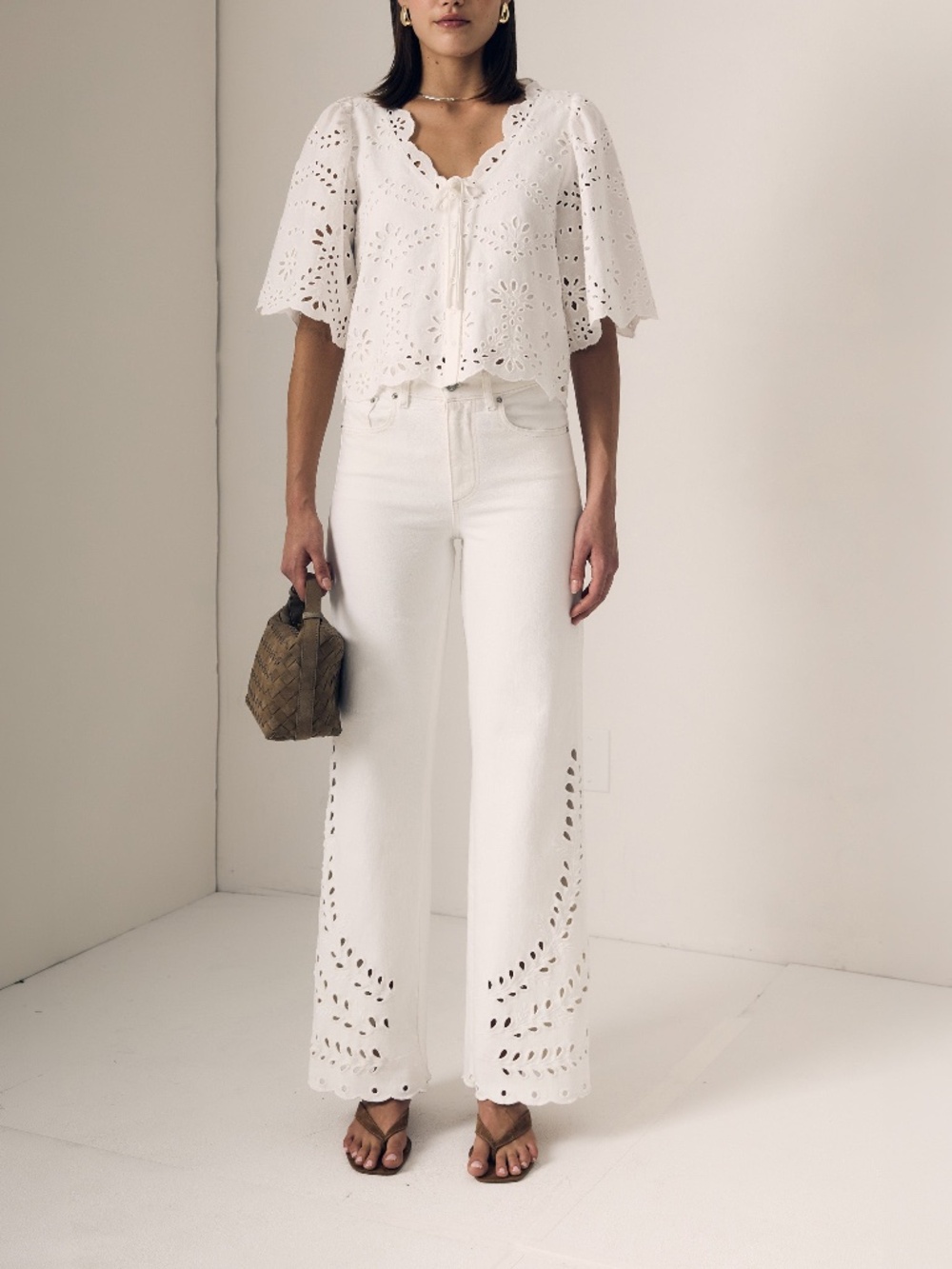 Le Jean Column Eyelet Jean